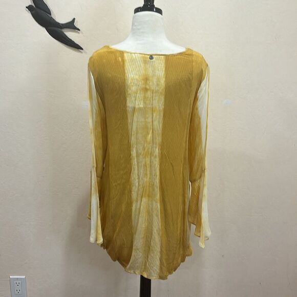 NEW! Soft Surroundings Yellow Scoop Neck Tunic ~ Side Ties ~ M - Picture 8 of 12
